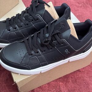 On Running Men's Black Sneakers with Cream Tongue